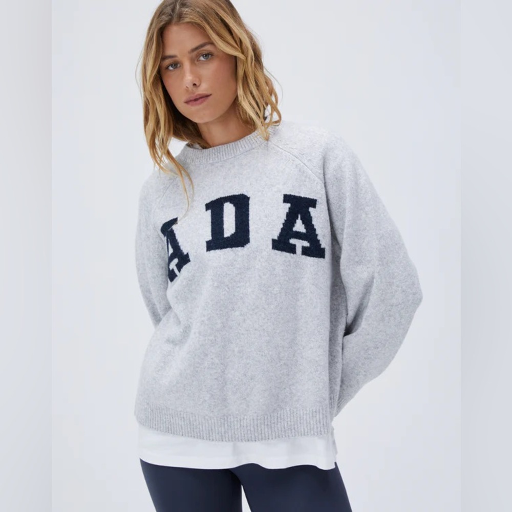 NWT! Adanola ADA Oversized Knit Sweatshirt - Light Grey Melange